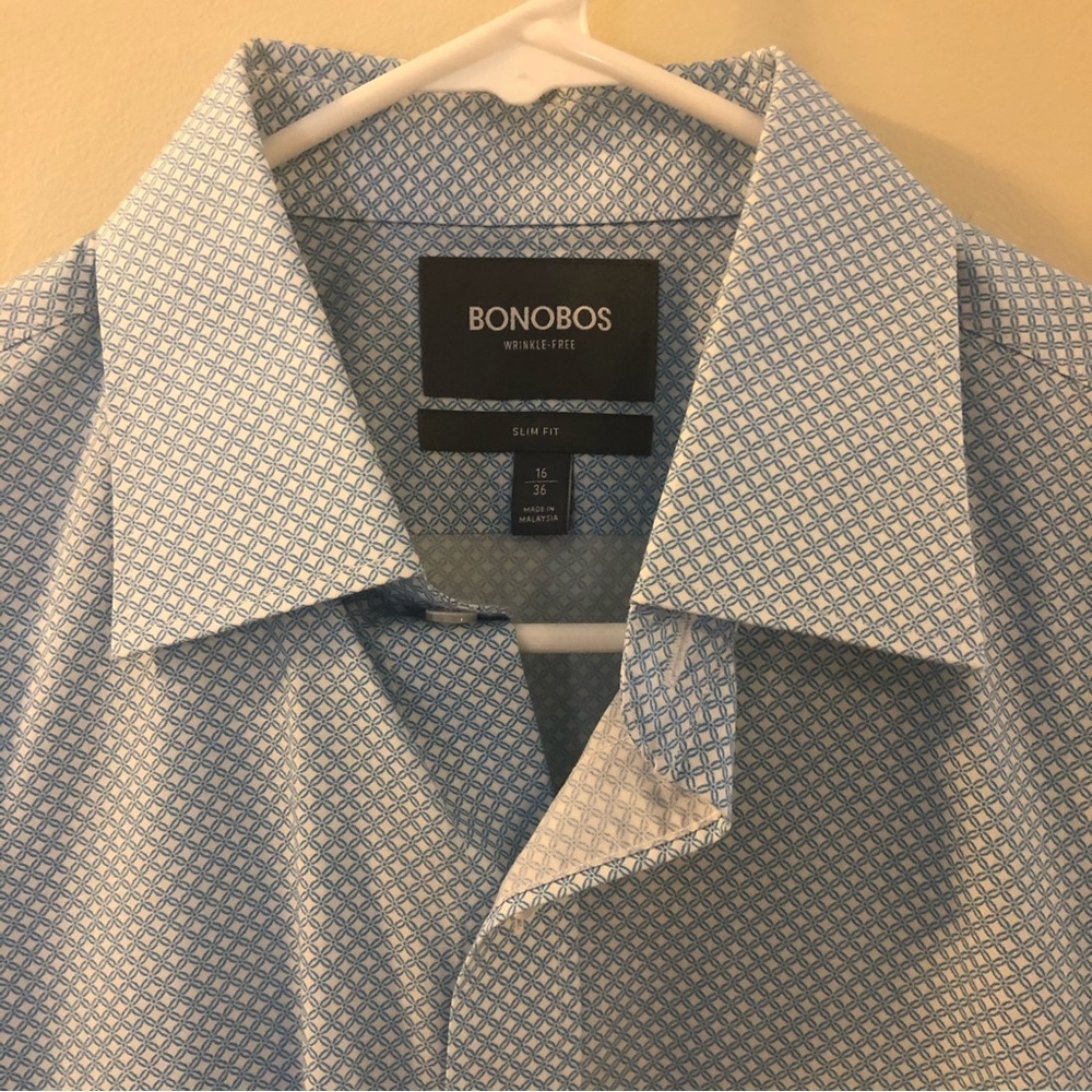 Slim Fit BONOBOS Summer Button Down Long Sleeve Casual/Formal Shirt Like NEW
